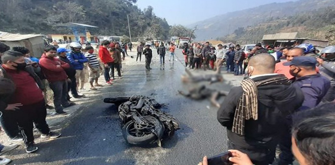 धादिङको धार्के नजिकै चार किलोमा मोटरसाईकल दुर्घटना, बाबु छोराको मृत्यु