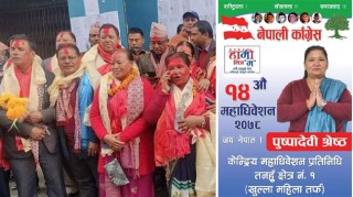 आँबुखैरेनी गाउँपालिकाका उपाध्यक्ष पुष्पादेवी श्रेष्ठ नेपाली कांग्रेसको महाधिवेशन प्रतिनिधिमा निर्वाचित