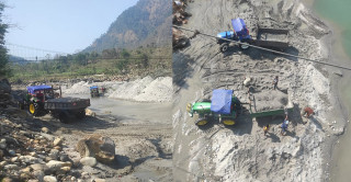 कानूनको धज्जी उँडाउँदै आँबुखैरेनी तनहुँ र गोरखा सीमास्थल मस्र्याङ्दी नदी दोहन, पालिका र प्रहरी मुकदर्शक
