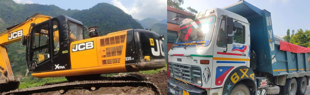 इच्छाकामनाको रिग्दिखोलाबाट अवैध रुपमा नदीजन्य पदार्थ उत्खनन् गर्ने ट्रिप्पर र स्काभेटर प्रहरी नियन्त्रणमा