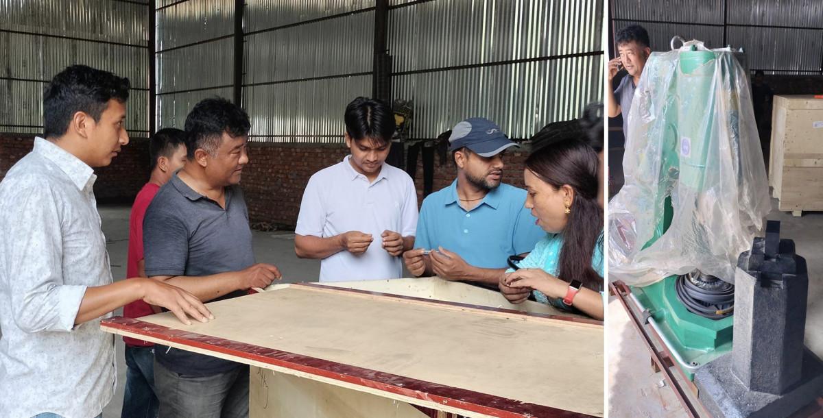 आँबुखैरेनी गाउँपालिकाले संचालन गर्न लागेको उद्योगको लागि बासजन्य सामाग्री बनाउने मेसिन आईपुग्यो