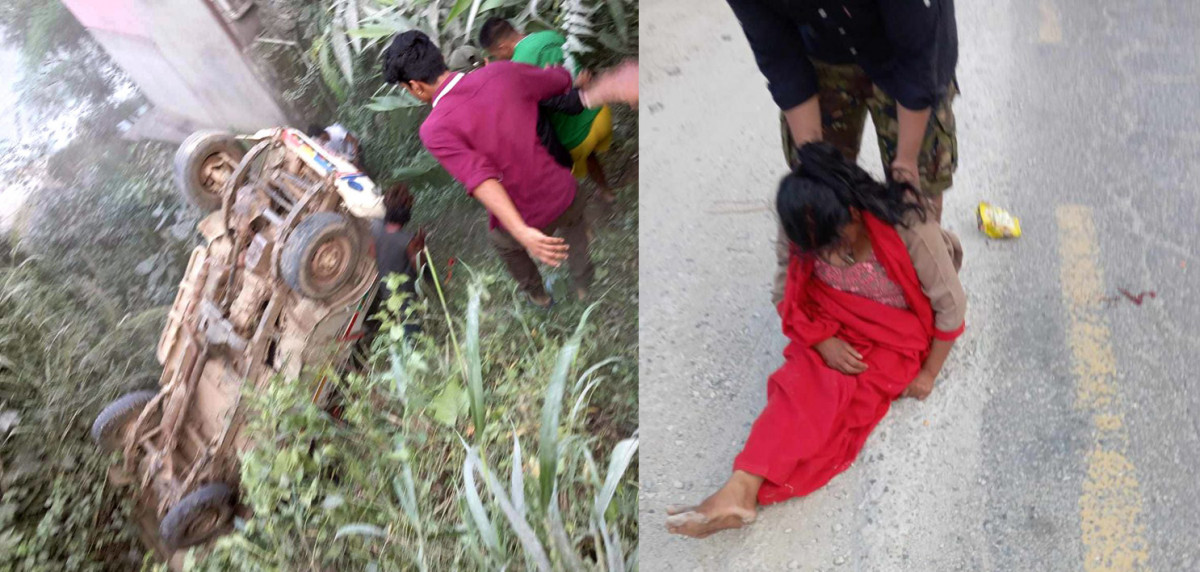 इच्छाकामनाको हात्तिवाङ जादै गरेको बोलेरो गाडी फिस्लिङ नजिकै दुर्घटना, ४ जना घाईते