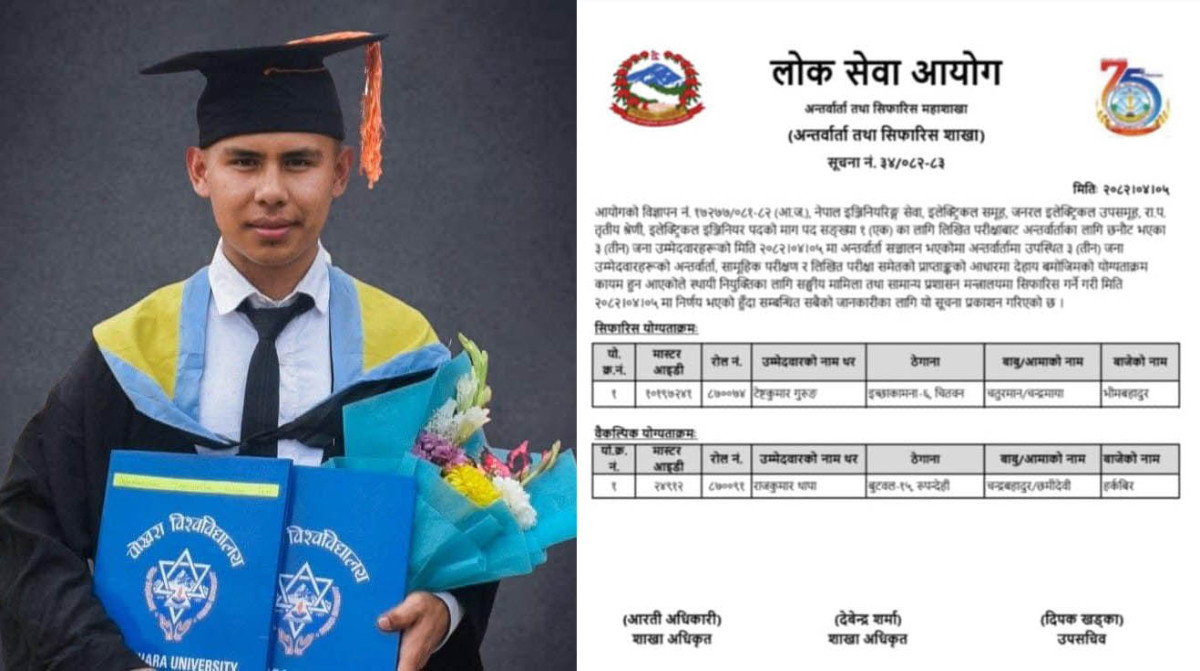 लोकसेवा आयोगद्वारा इच्छाकामनाका टेष्ट गुरुङ इञ्जिनियरमा सिफारिस
