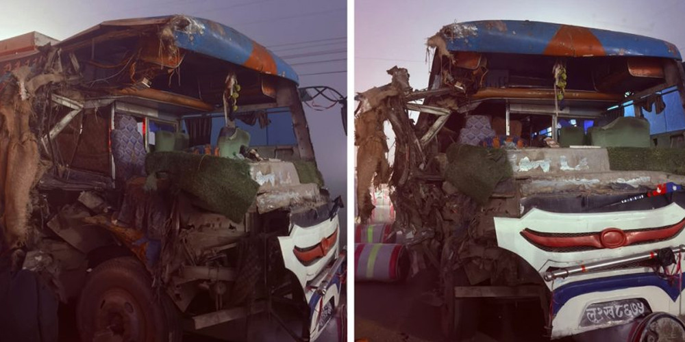 रुपन्देहीमा स्कुल बस र ट्याक्टर ठोक्किँदा २१ जना विद्यार्थी घाइते