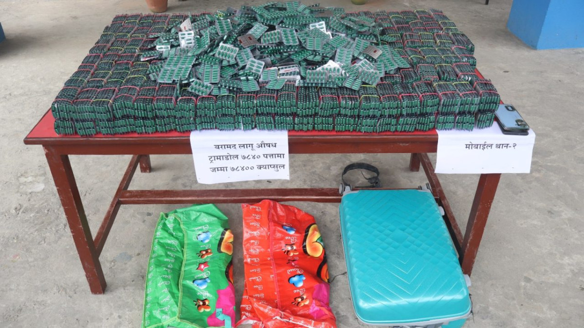 ठूलो परिमाणमा लागुऔषध ट्रामाडोल क्याप्सुलसहित दुई पक्राउ