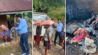 इच्छाकामना गाउँपालिकाद्वारा आगलागी पीडित गुरुङ परिवारलाई खाद्यान्न सहयोग